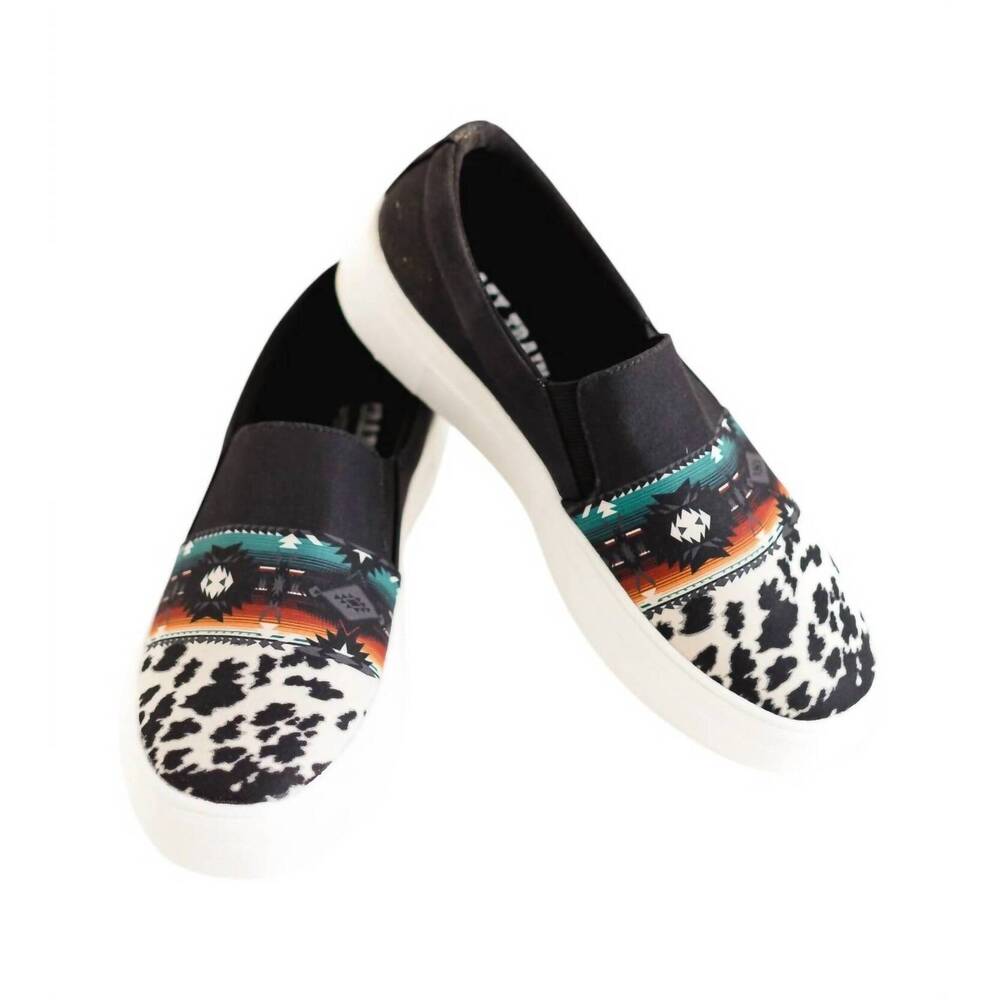 NEW CRAZY TRAIN women's cooky kicks cowhide shoes in black - Picture 3 of 3